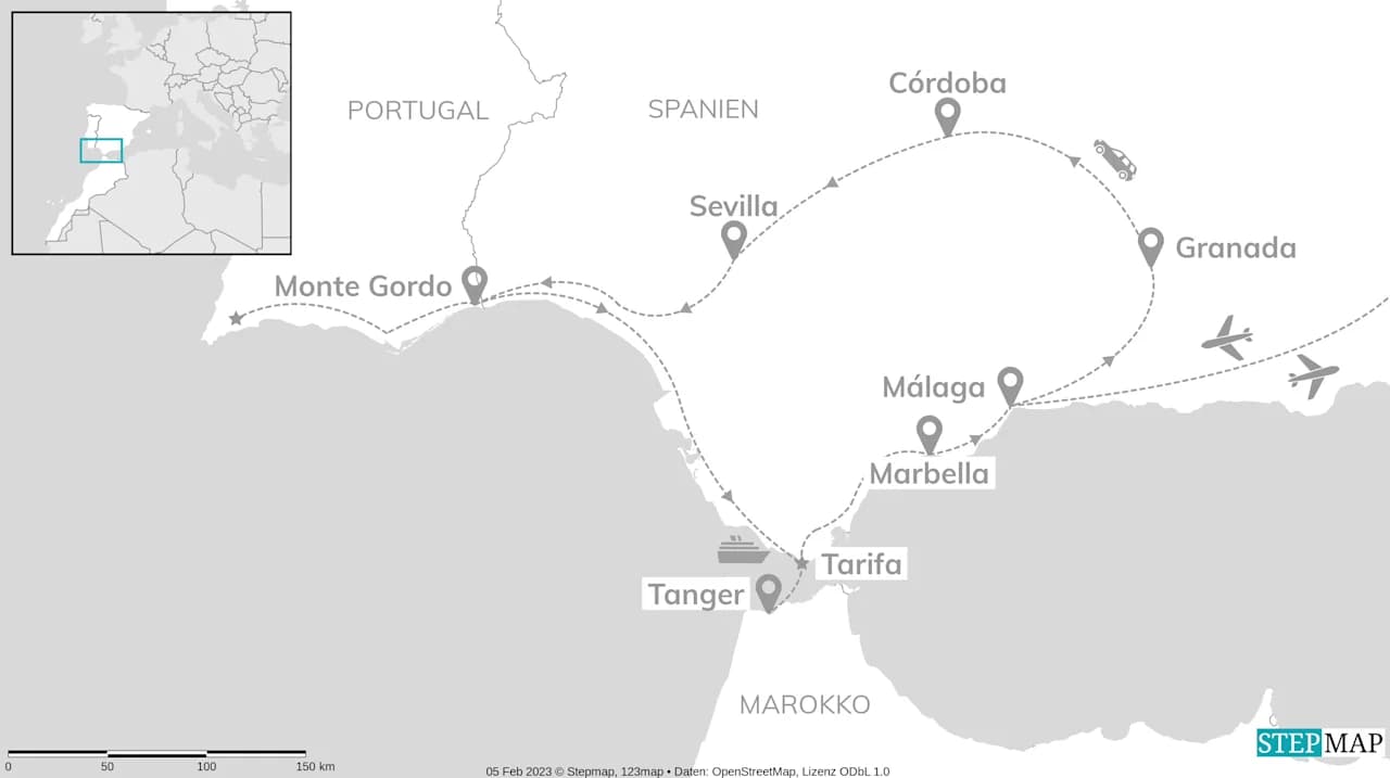 Spanien, Portugal & Marokko: Roadtrip zur blauen Stadt