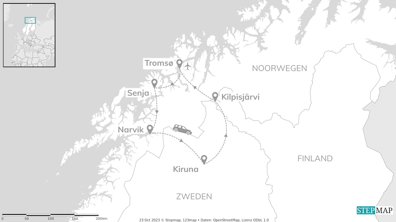 Scandic roads: husky adventure & polar lights