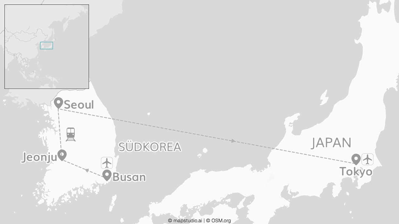 2 for 1 Südkorea & Tokyo: Bibimbap meets Big City Buzz