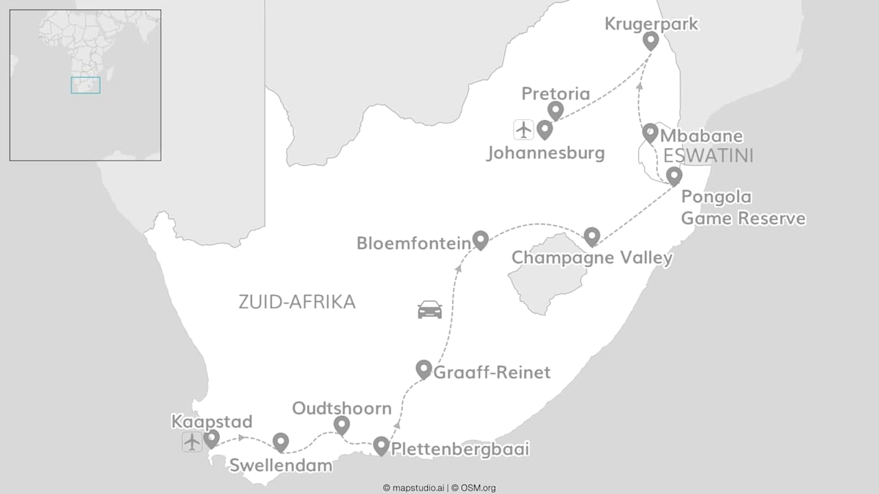 All around Zuid-Afrika: van Kaap naar Krugerpark