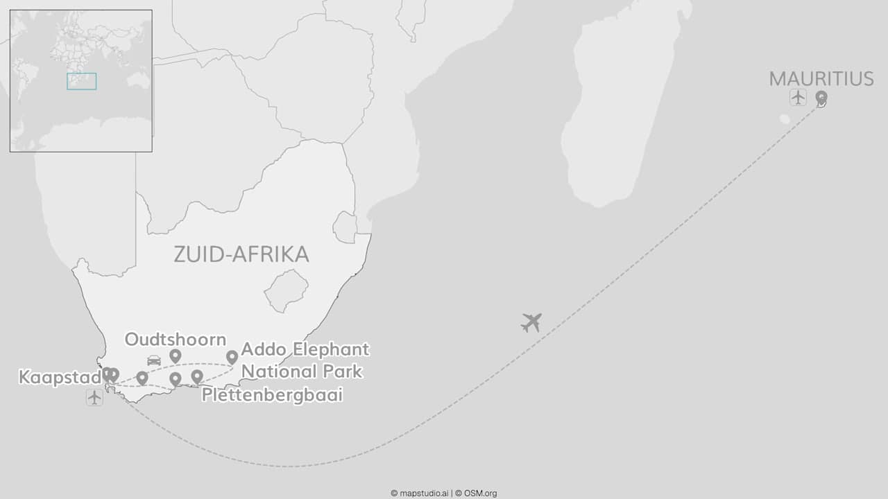 Zuid-Afrika & Mauritius: van safari's tot natuurwonderen