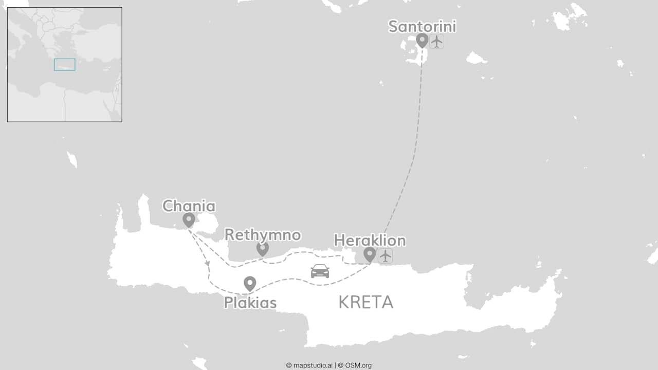 Kreta & Santorini: roadtrip van roze zand naar witte dorpen