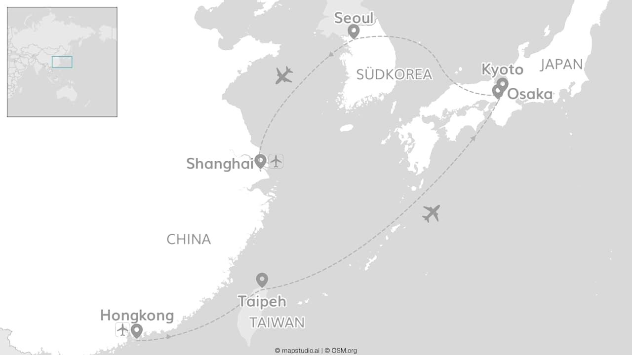 5 Länder Asien: Von Hongkong über Japan bis China