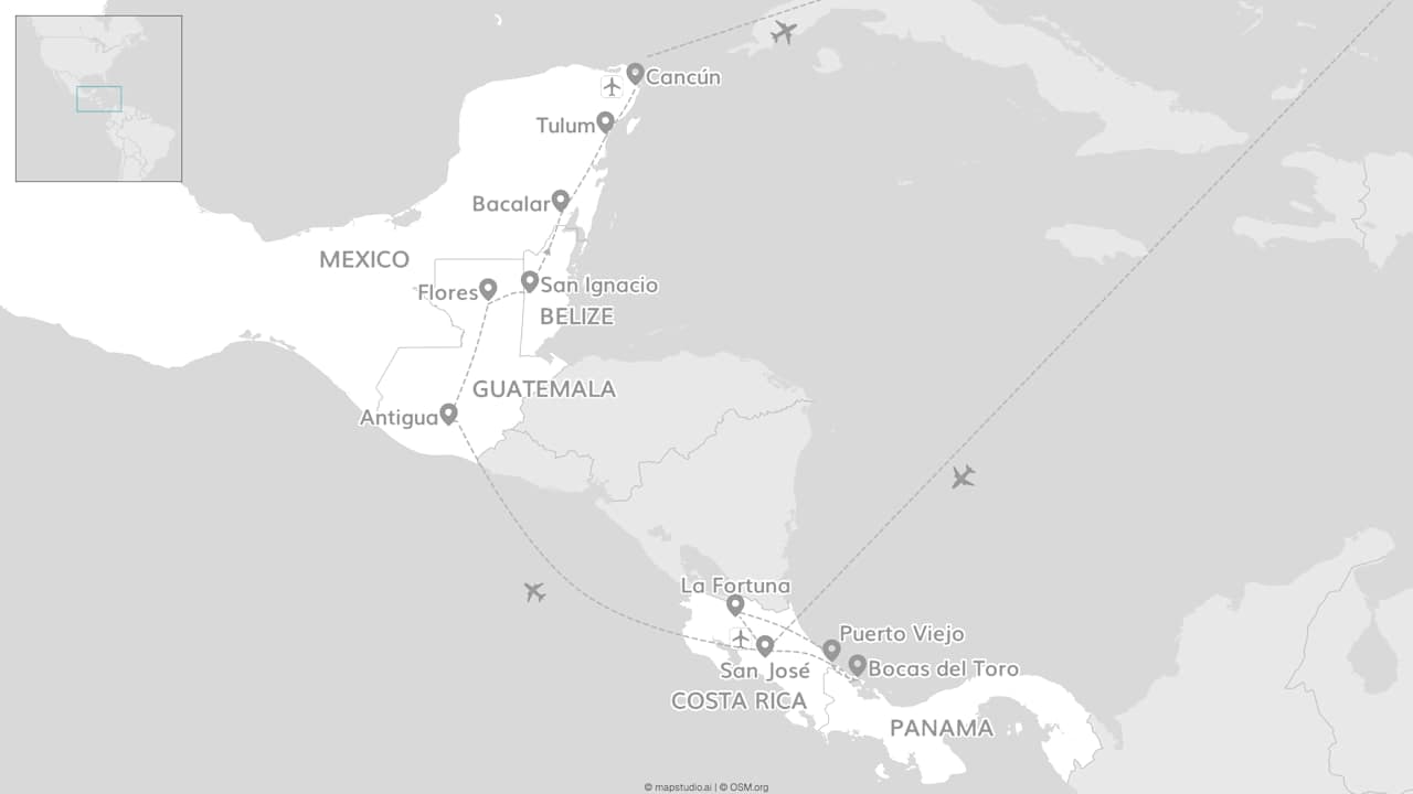 Vijf landen in Latijns-Amerika: van Costa Rica via Belize tot Mexico