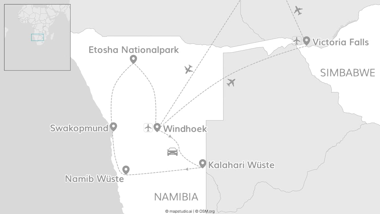 Namibia & Victoria Falls: Roadtrip durch die Wüste