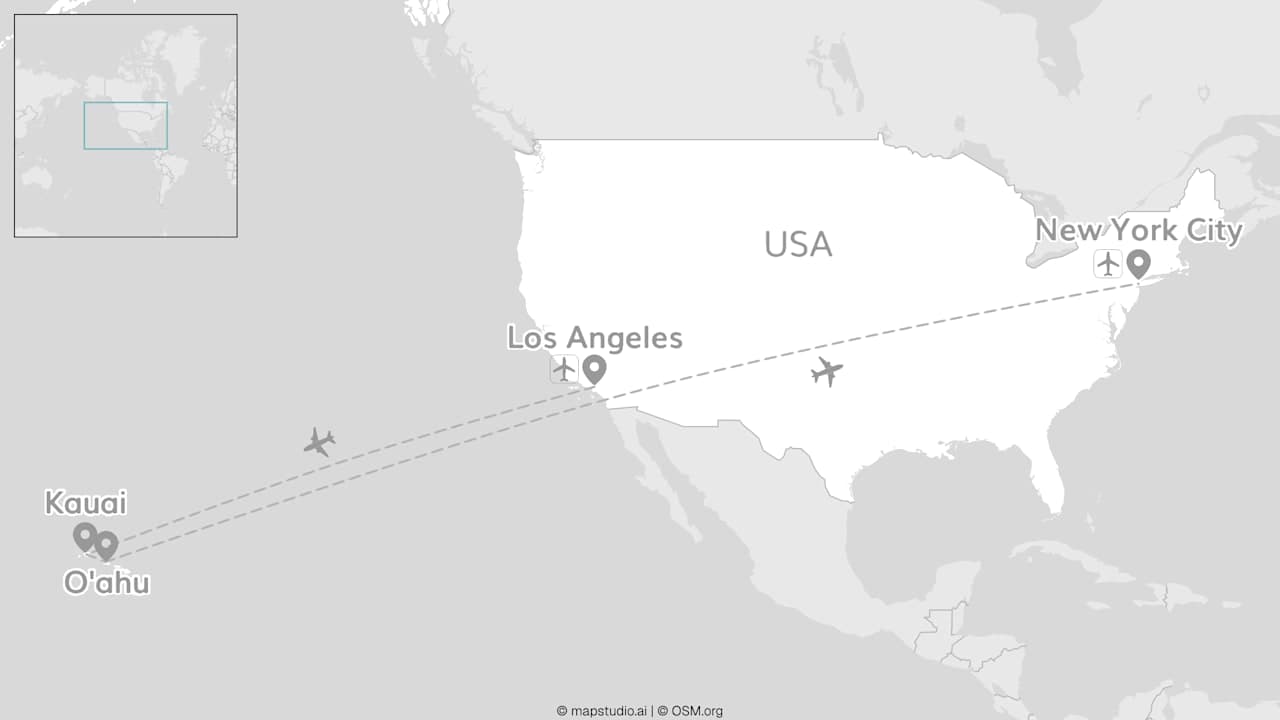 2 for 1 Hawaii: Kauai & O'ahu mit Los Angeles & New York