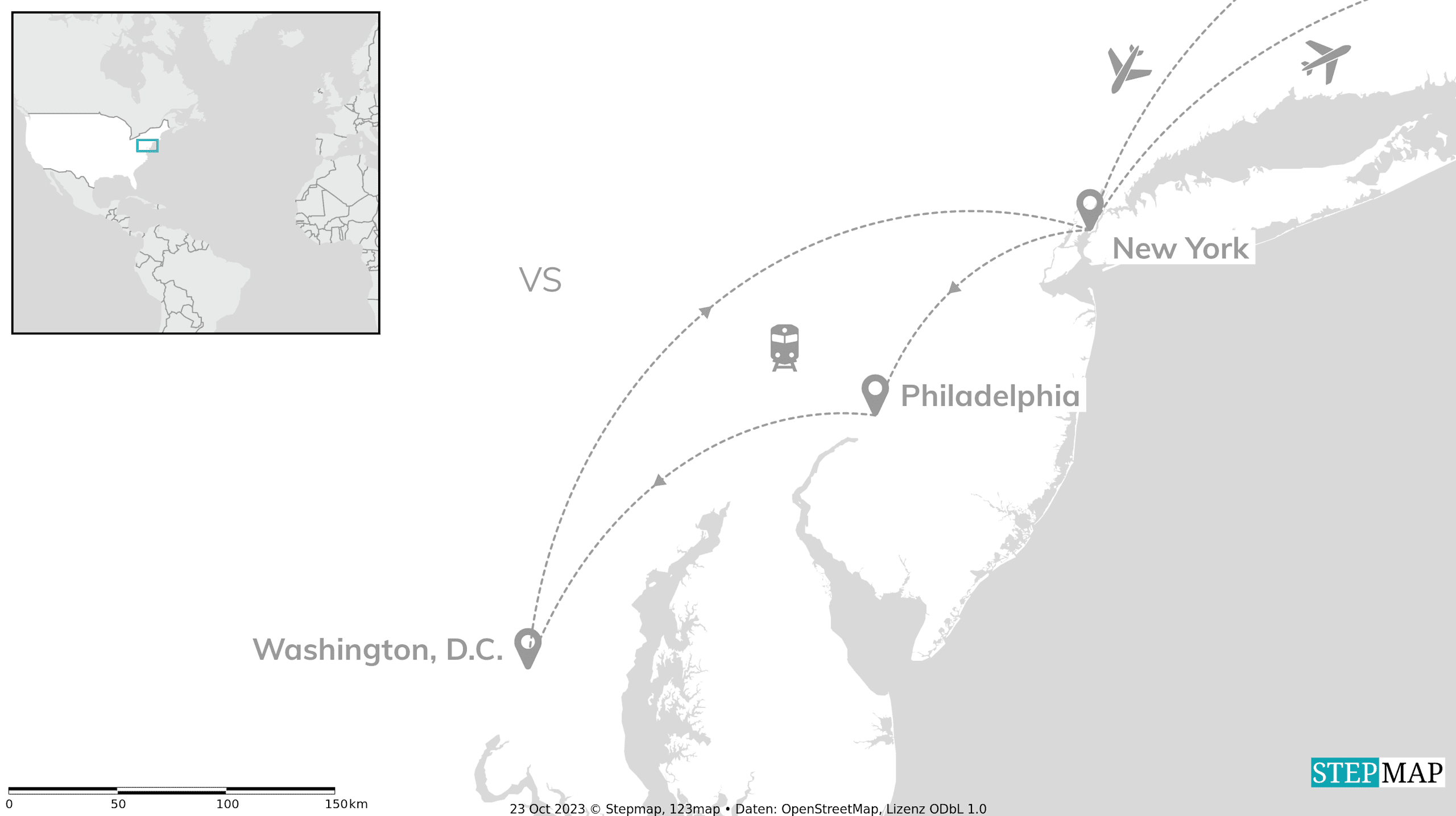 VS treinreis: New York, Philly & het Capitool