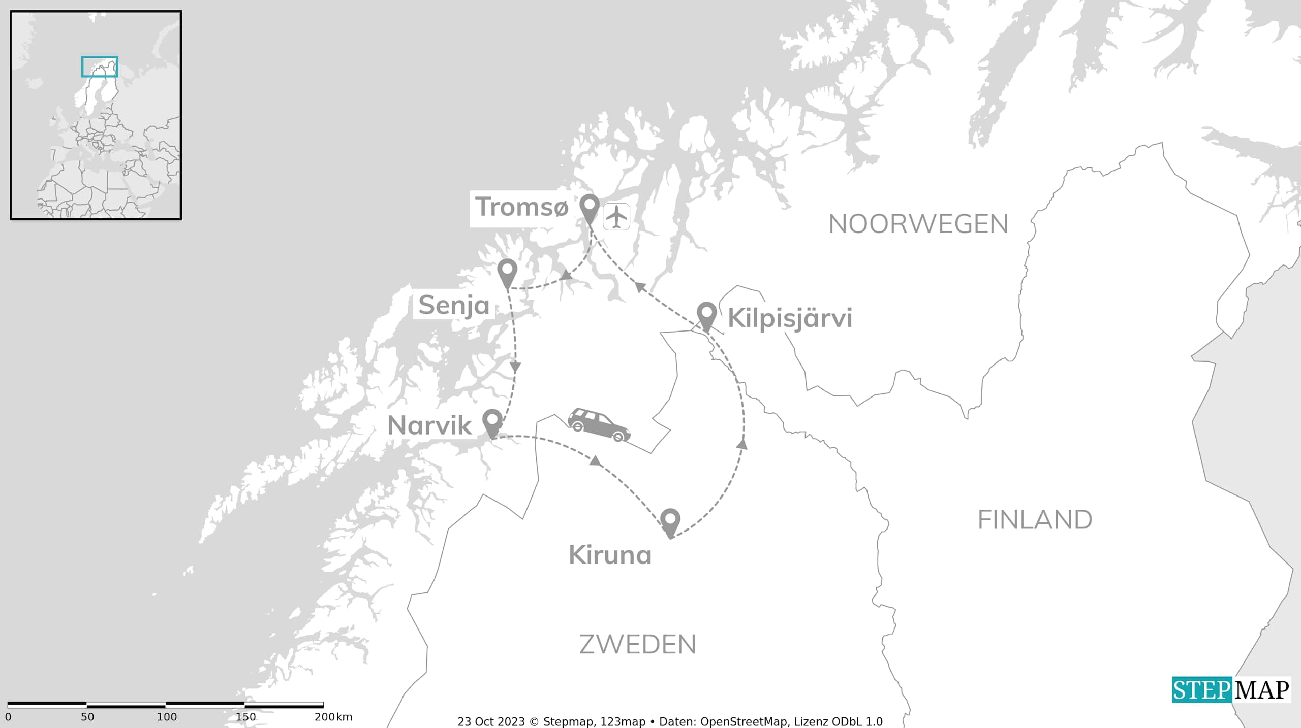 Scandic roads: husky adventure & polar lights