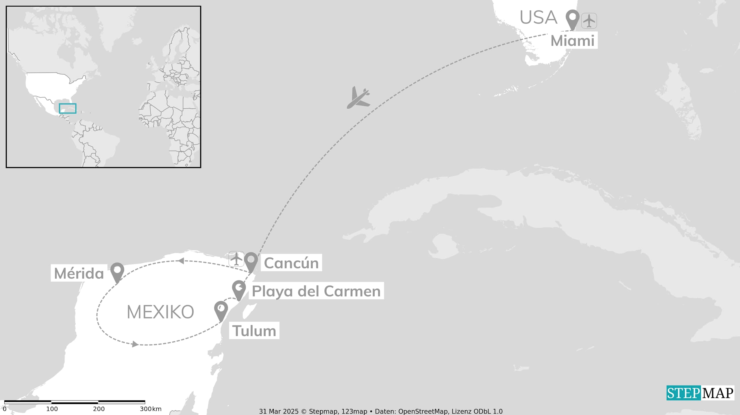 Mexiko & Miami: Yucatán Roadtrip mit Tulum & Mérida