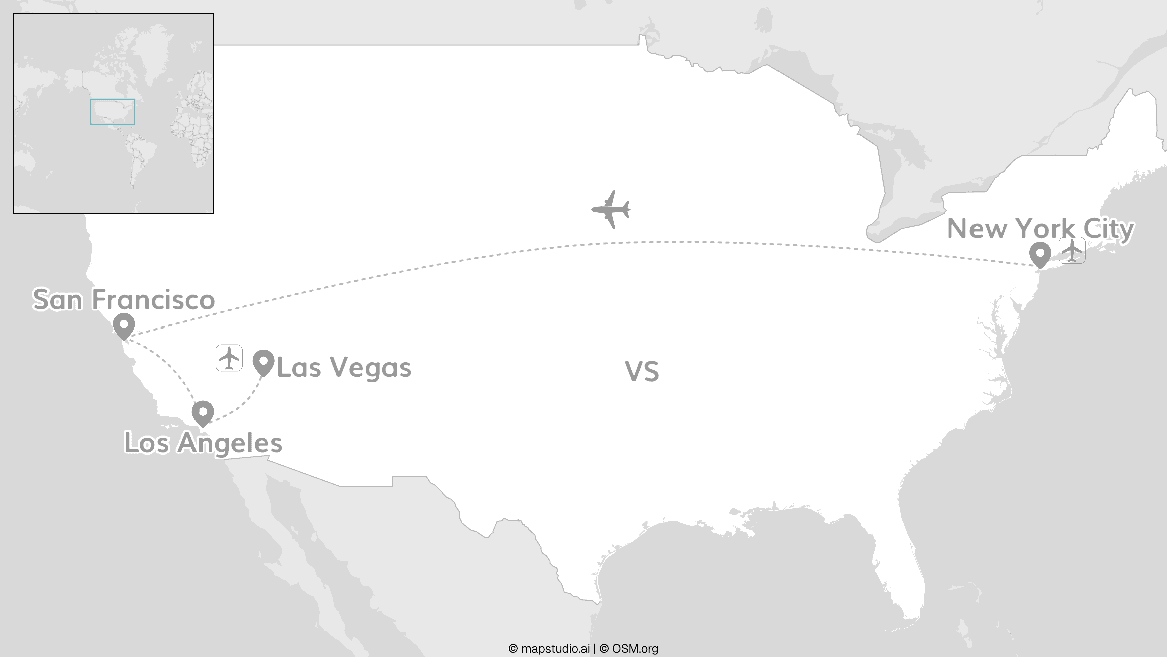 VS cityhoppen: New York, San Francisco, L.A. & Las Vegas