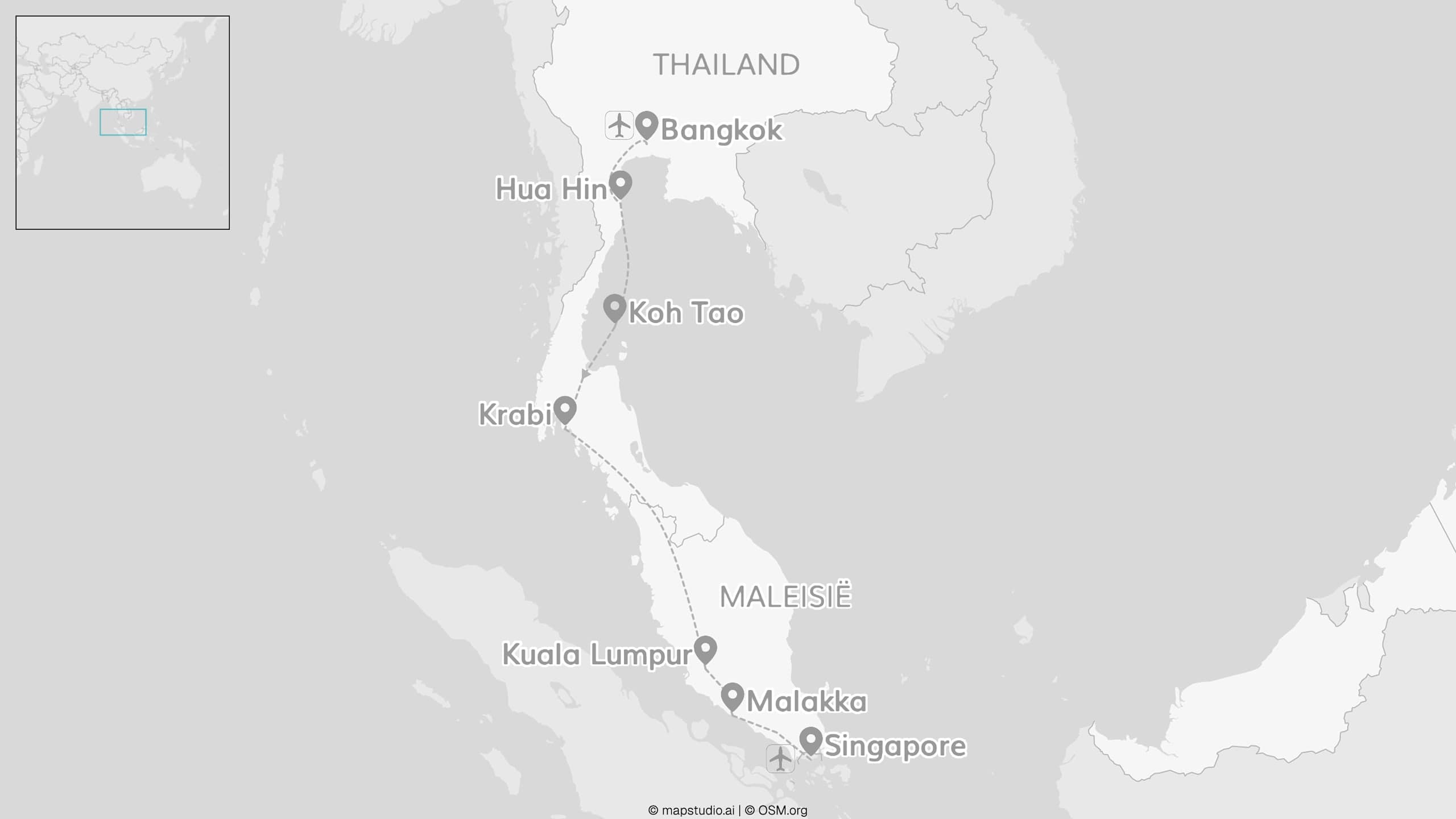 2 for 1 Thailand: Maleisië, Singapore & strandverblijf