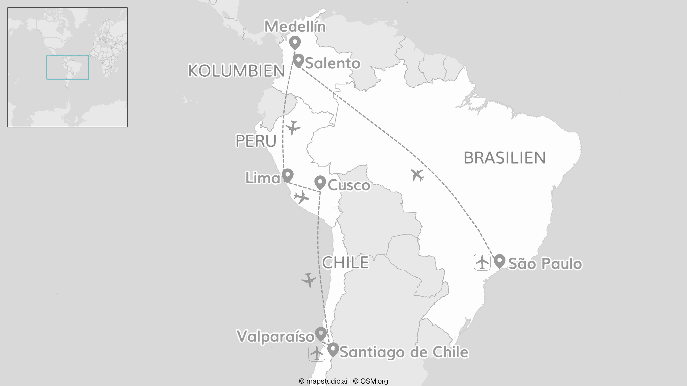 4 Länder Südamerika: Von Brasilien bis Chile