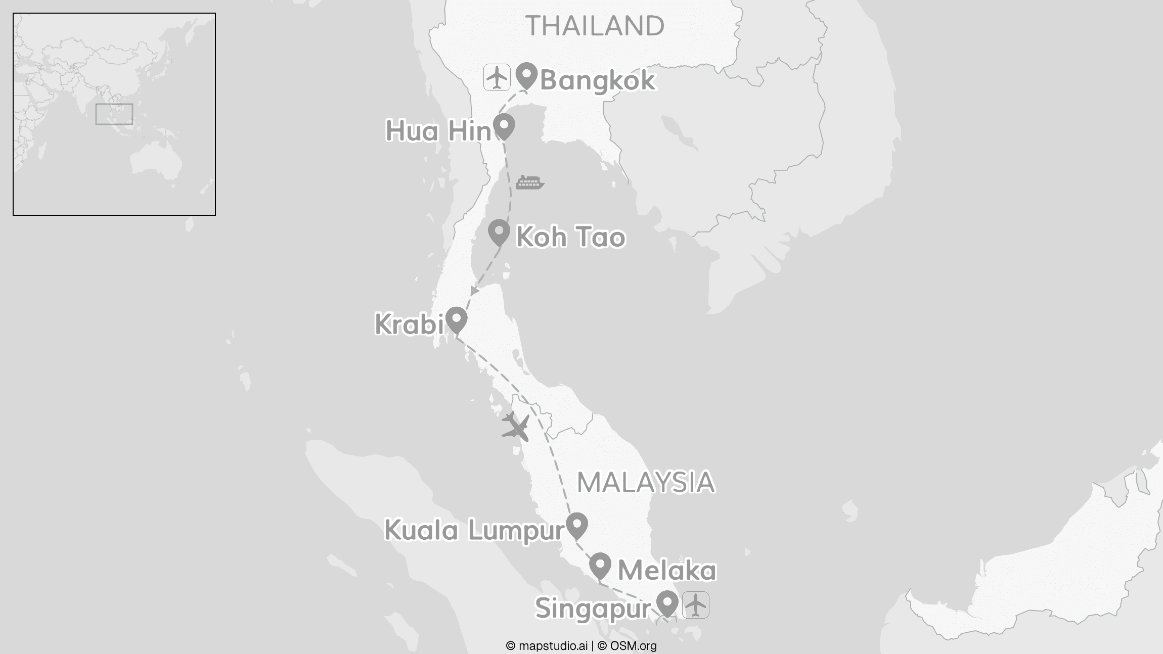 2 for 1 Thailand: Beach meets Malaysia & Singapur