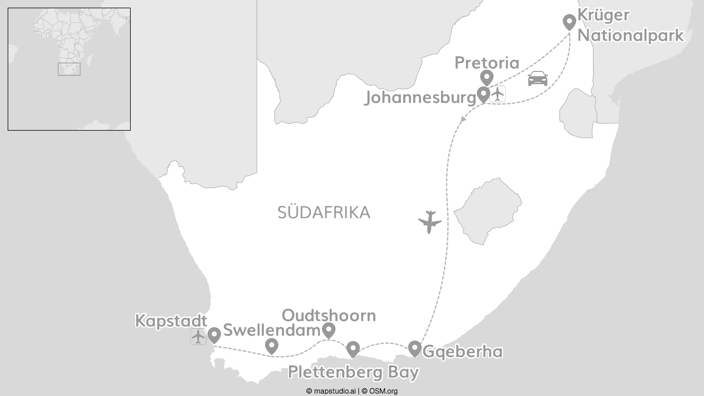 Südafrika Roadtrip: Abenteuer zwischen Krüger, Kap & Küste