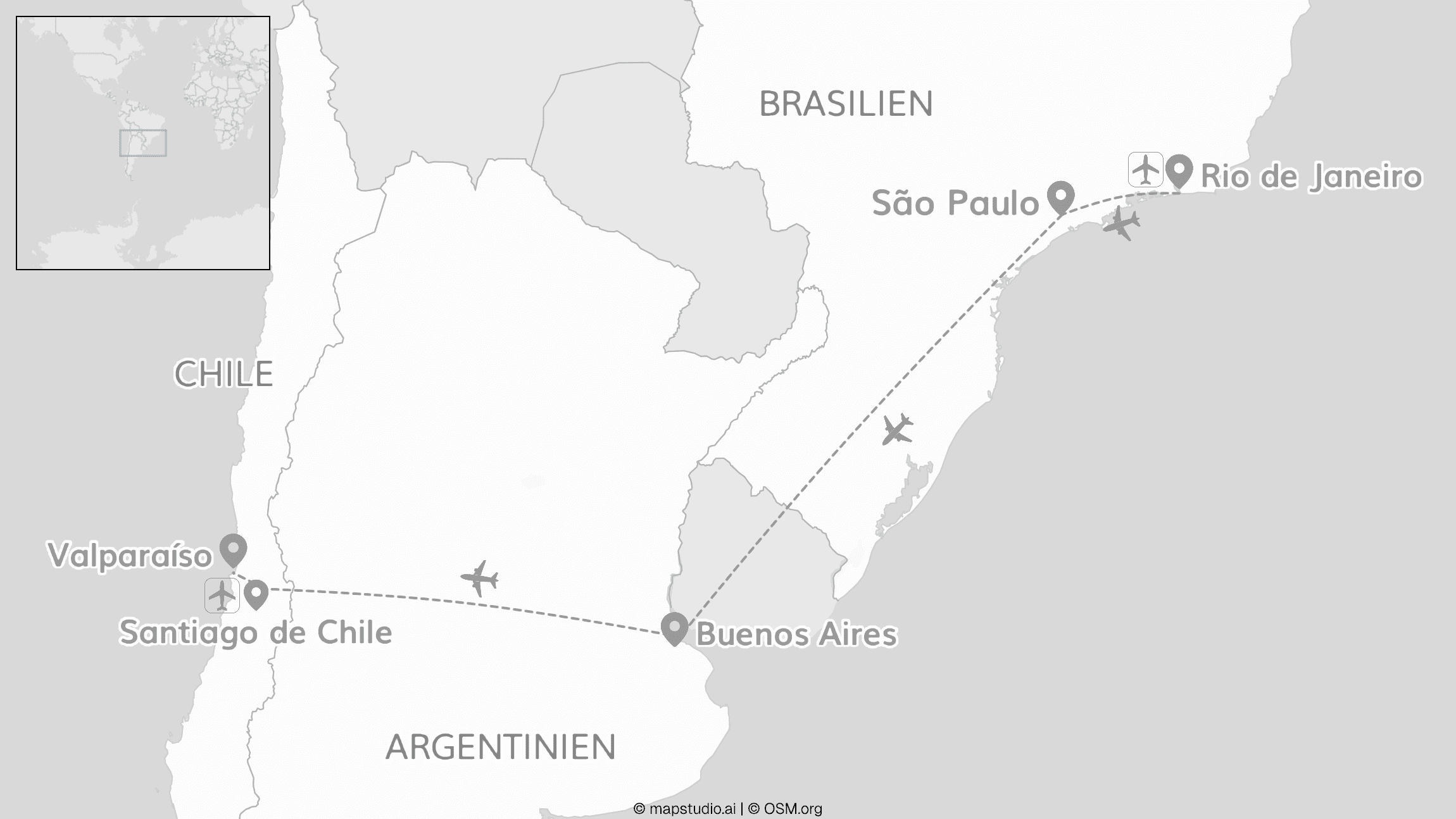 2 for 1 Südamerika: Brasilien, Argentinien & Chile