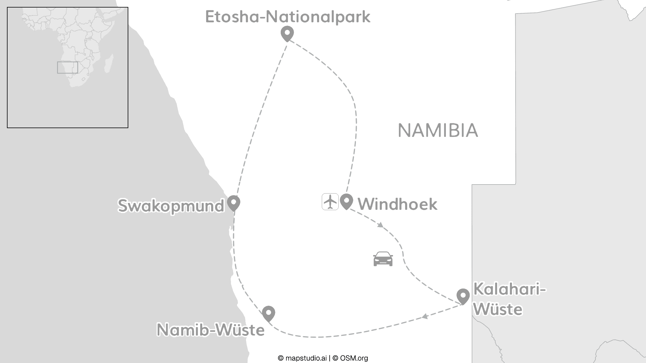 2 for 1 Namibia: Safari-Roadtrip zu feuerroten Wüsten