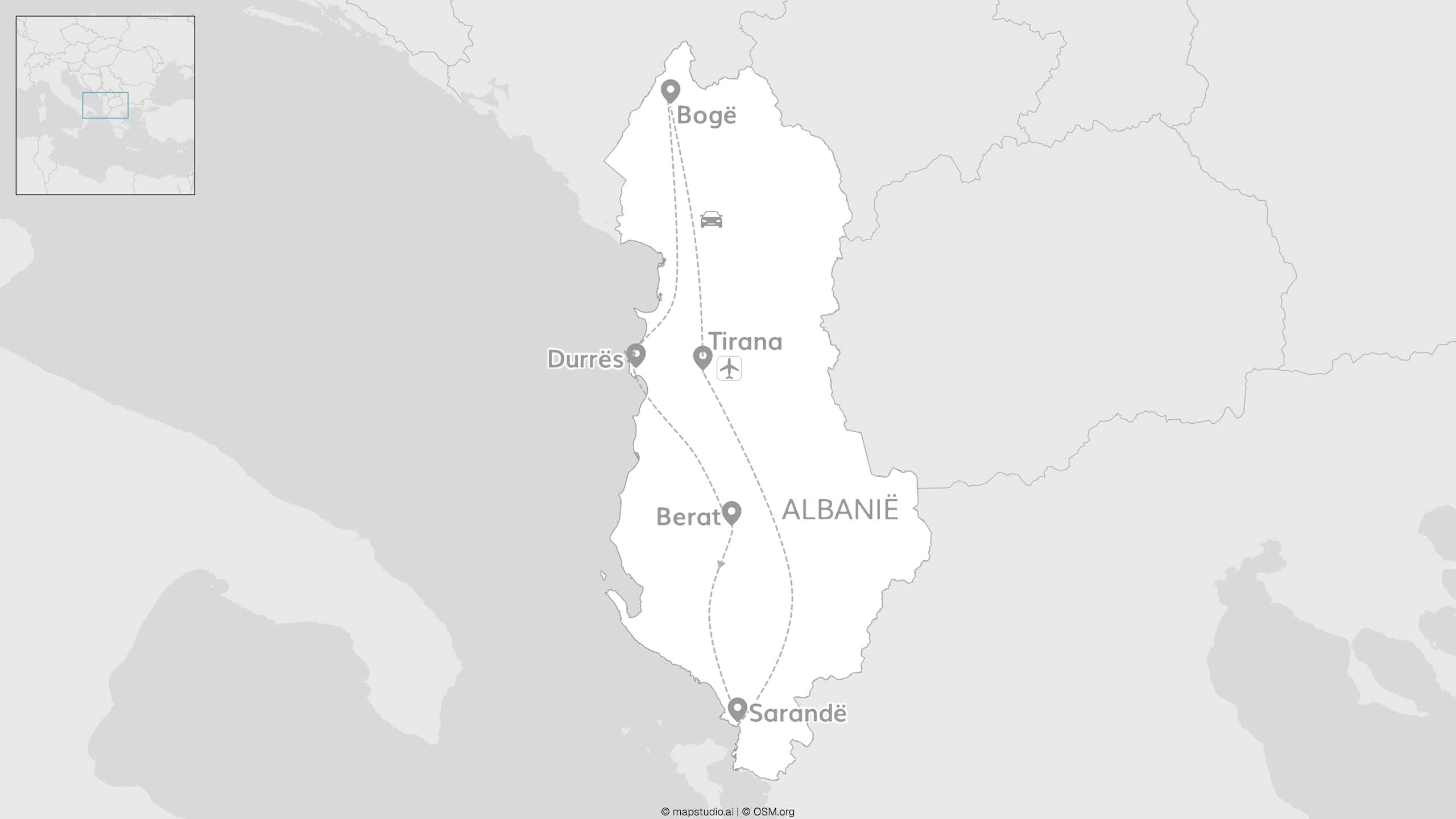 Albanië roadtrip: canyons, kliffen & kuststeden
